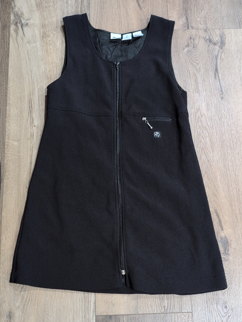 DKNY Girls Front-Zip Pinafore Dress with Zip Pocket